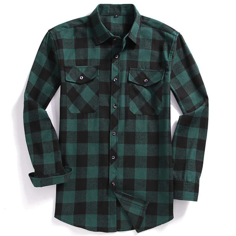 Flannel Shirt Lined - Outono masculino de manga comprida casual