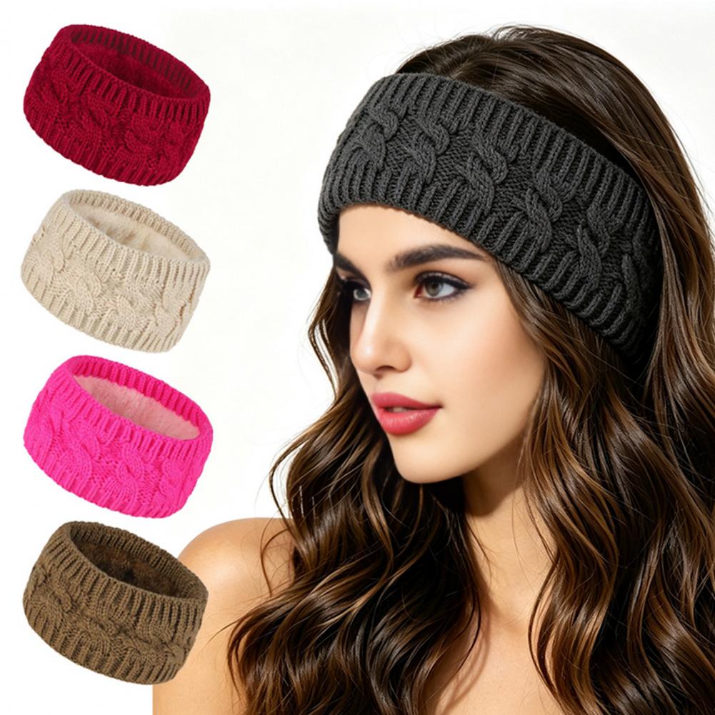 Fleece Ear Warmer Band - Faixa de Cabelo Elástica de Tricô