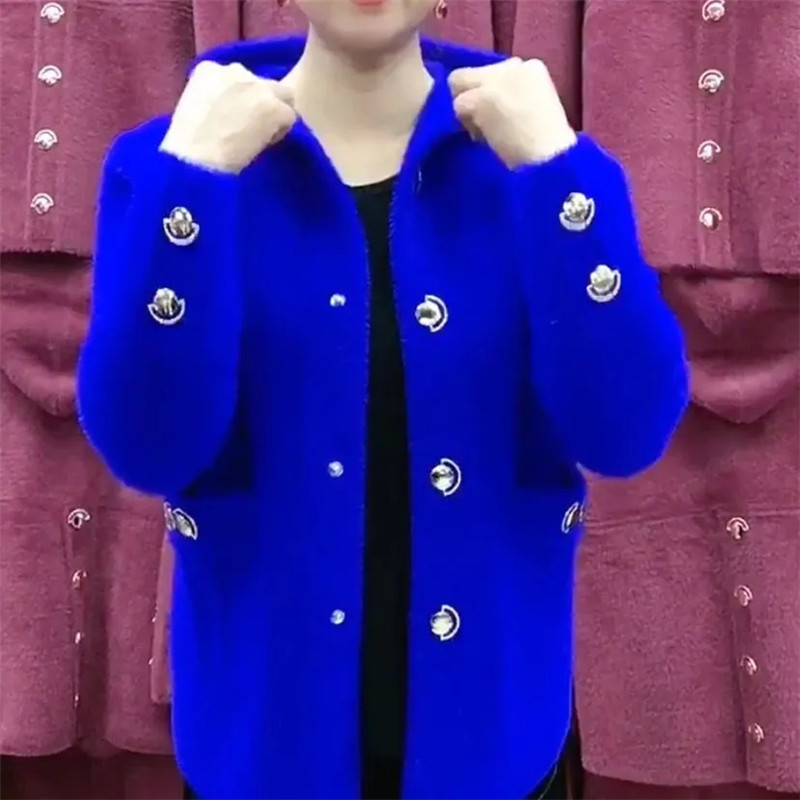 Wool Coat Peacoat - Nova meia idade idosa mãe imitação