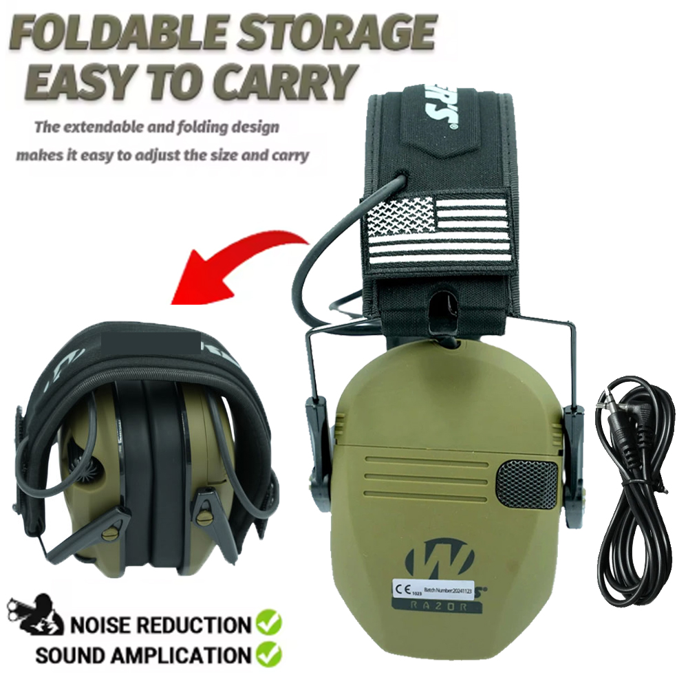 Earmuffs Foldable - Protetor auricular, protetor auditivo eletrônico ultrafino