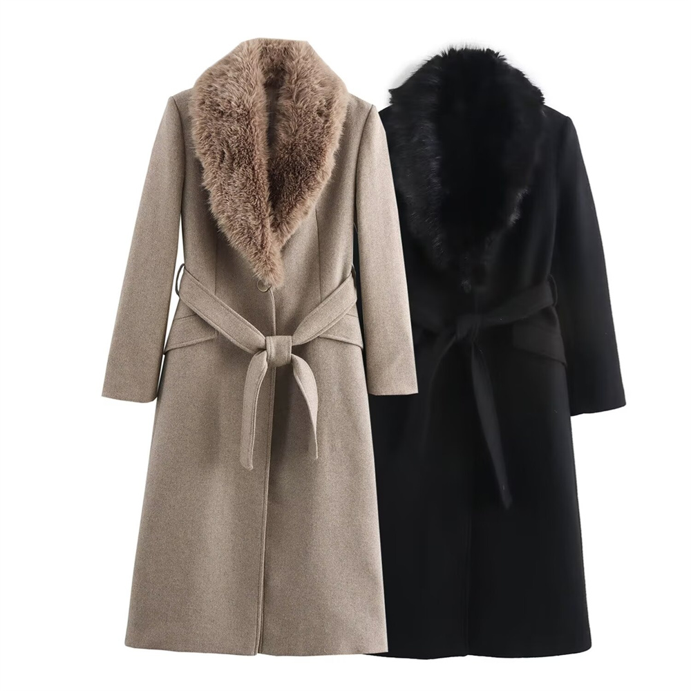 Cinto feminino gola de pele qu - Wool Coat Peacoat avaliação e preço