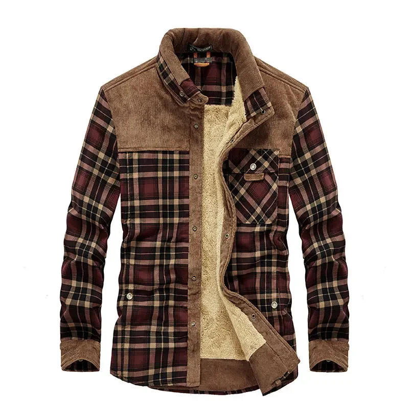 Homens camisas xadrez jaquetas - Flannel Shirt Lined avaliação e preço